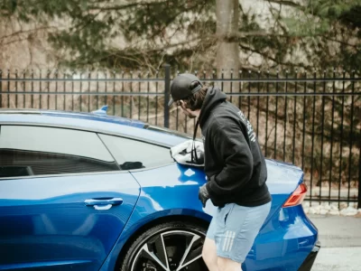 MattsDetailing Drying Blue Car